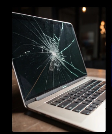 laptop with cracked screen
